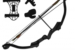 Arco de plástico. Cuerda dracon. Tensión: 13.6g (30 lbs) Longitud de arco: 33" Longitud de la cuerda: 28" Longitud de tensión arco cuerda: 23"